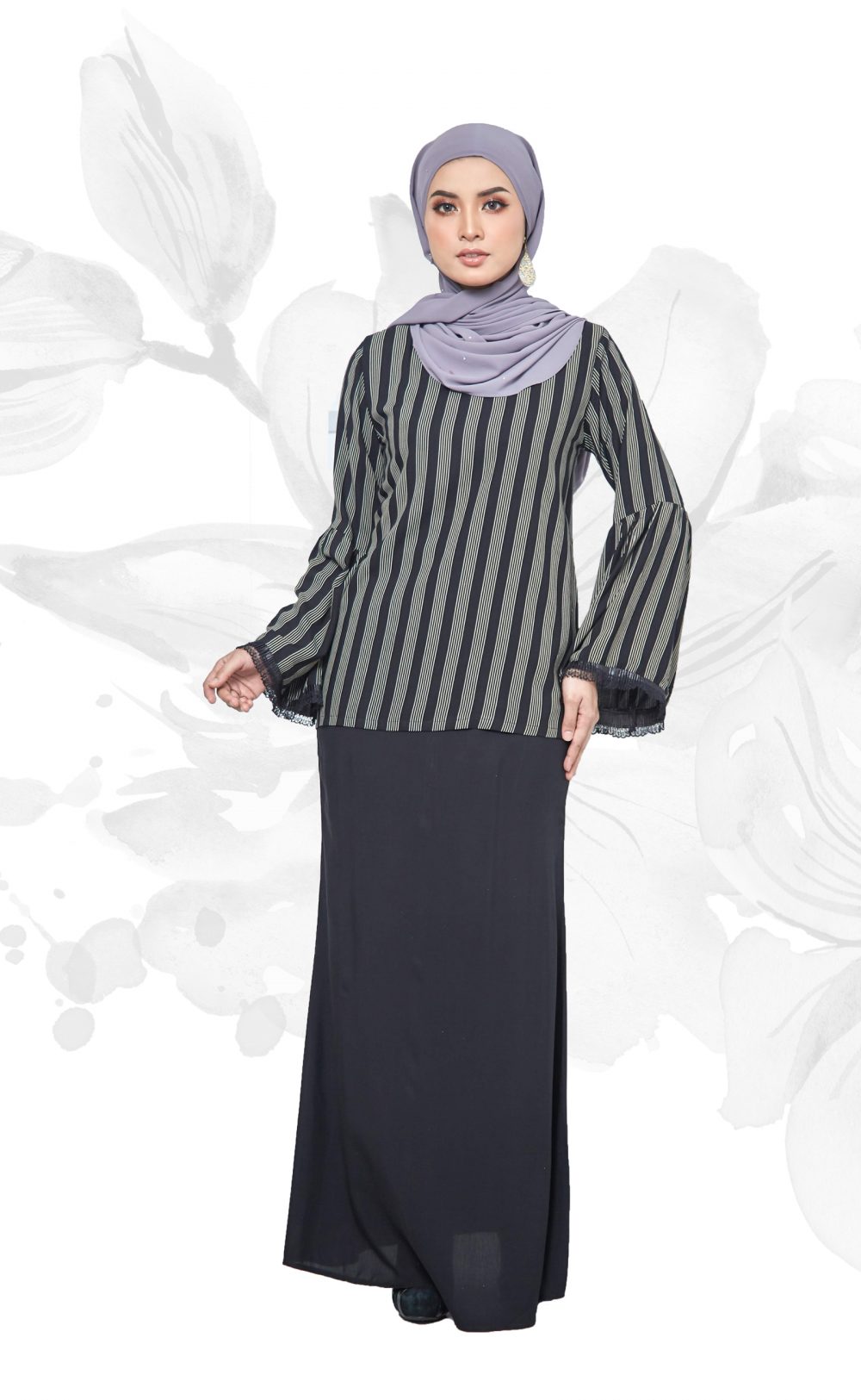 Alisa - Kurung Moden Pendek - Black