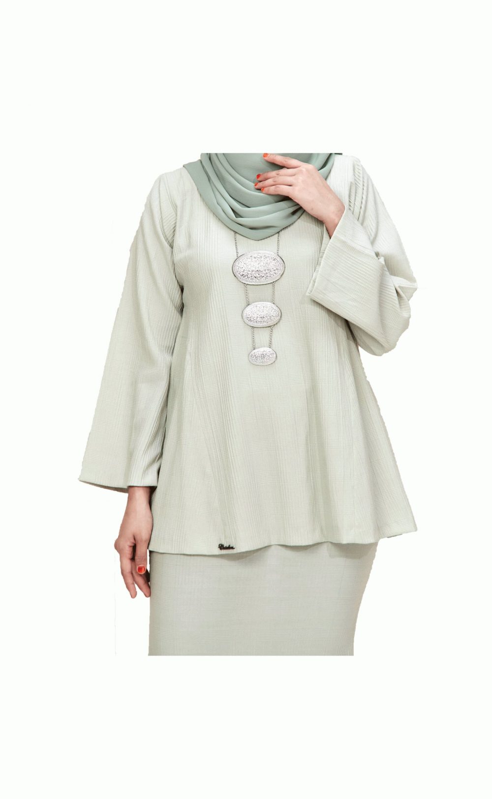 Natrah - Kurung Pesak Pendek - Soft Green - Image 2
