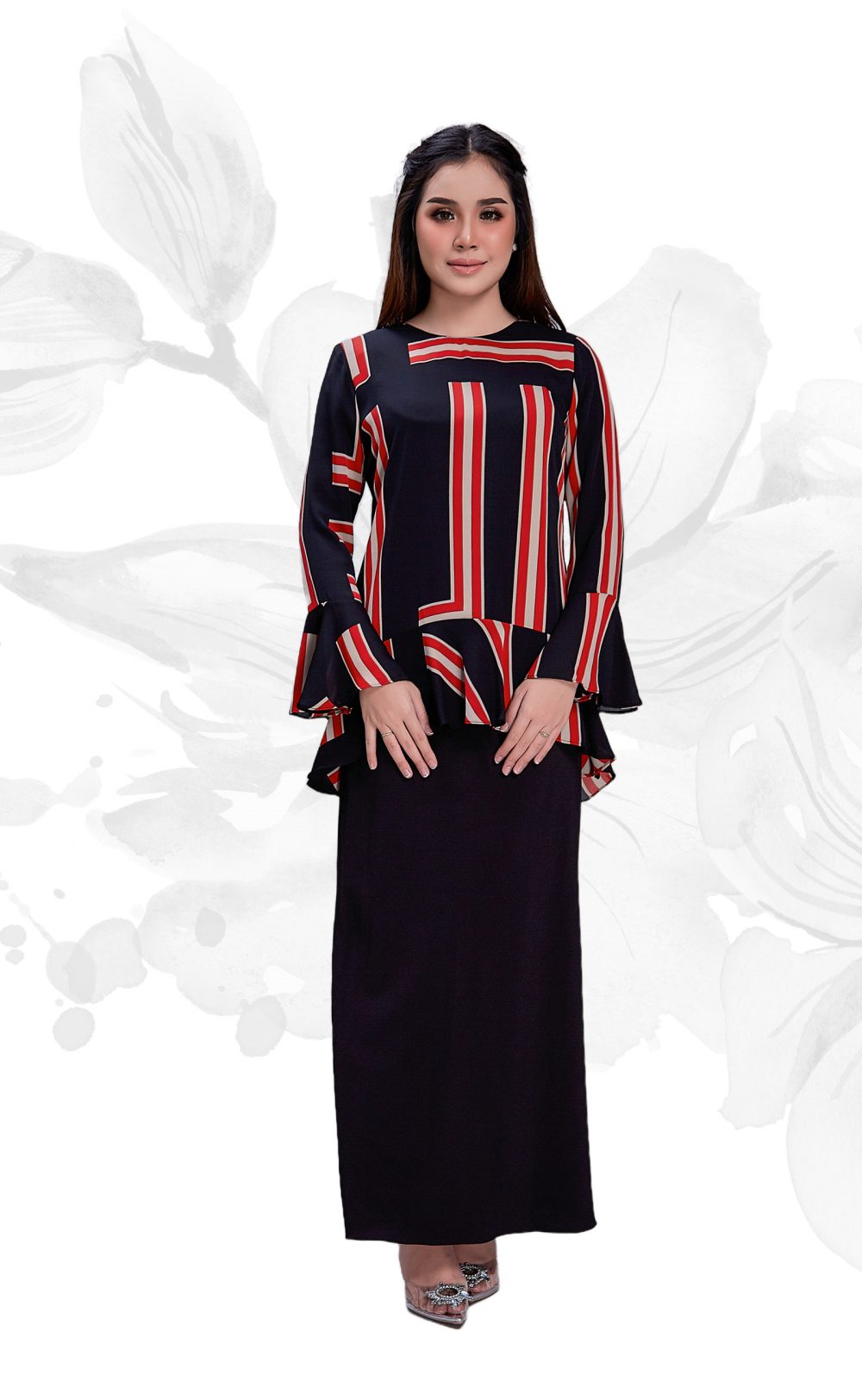 Ella - Mini Kurung - Red Black