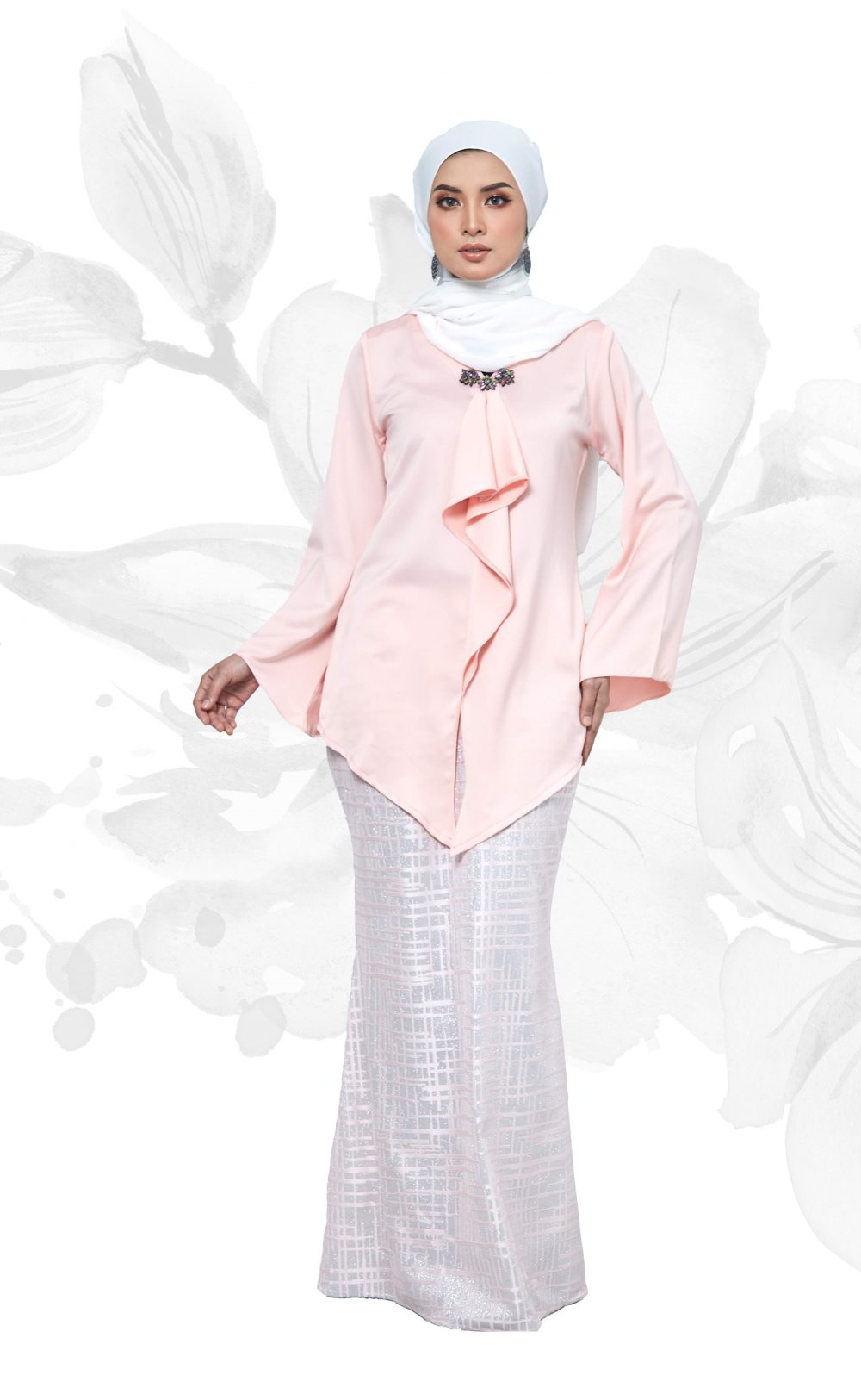 Iris - Kurung Moden Pendek - Peach