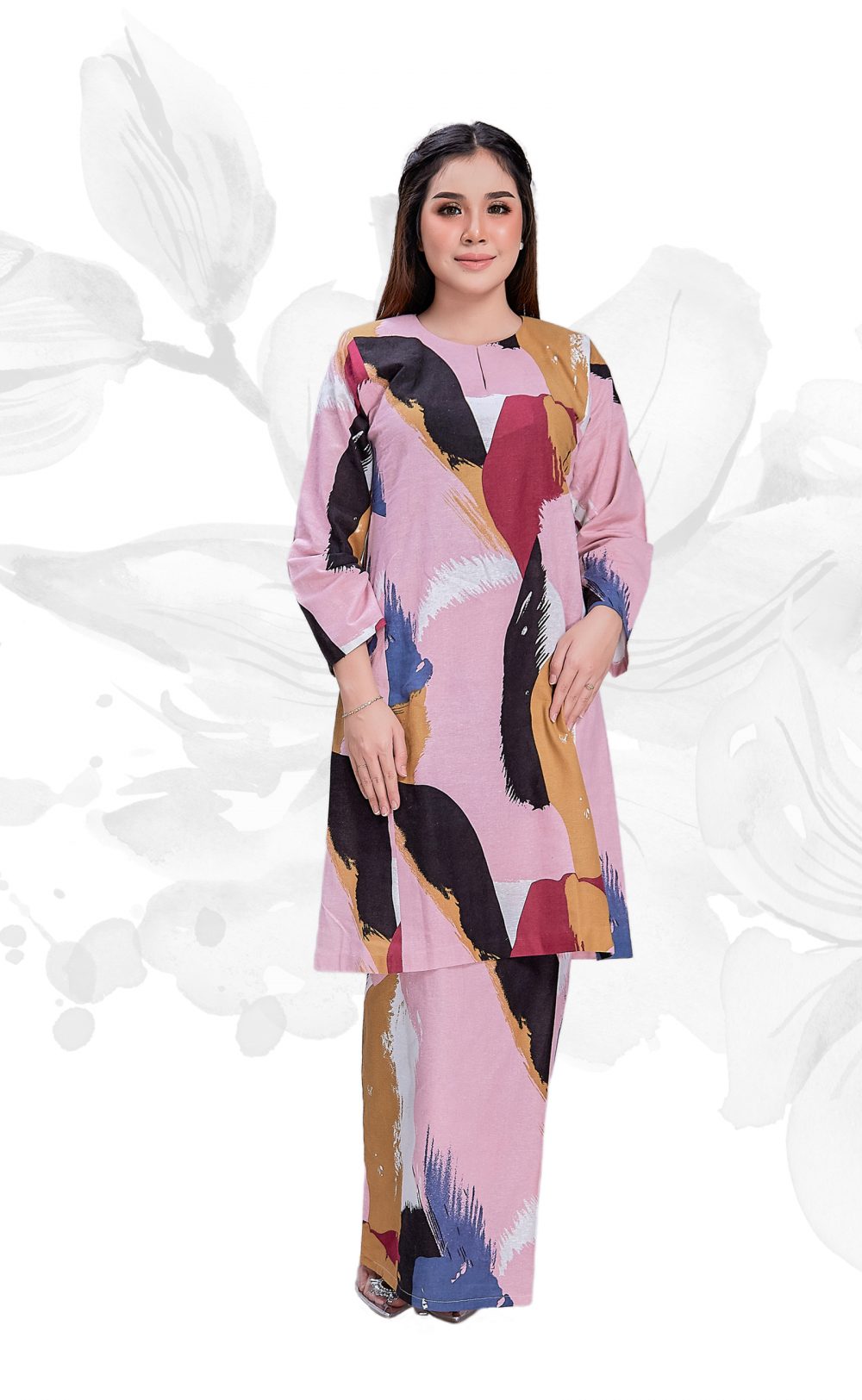 Jasmine - Baju Kurung Pesak Gantung - Pastel Pink