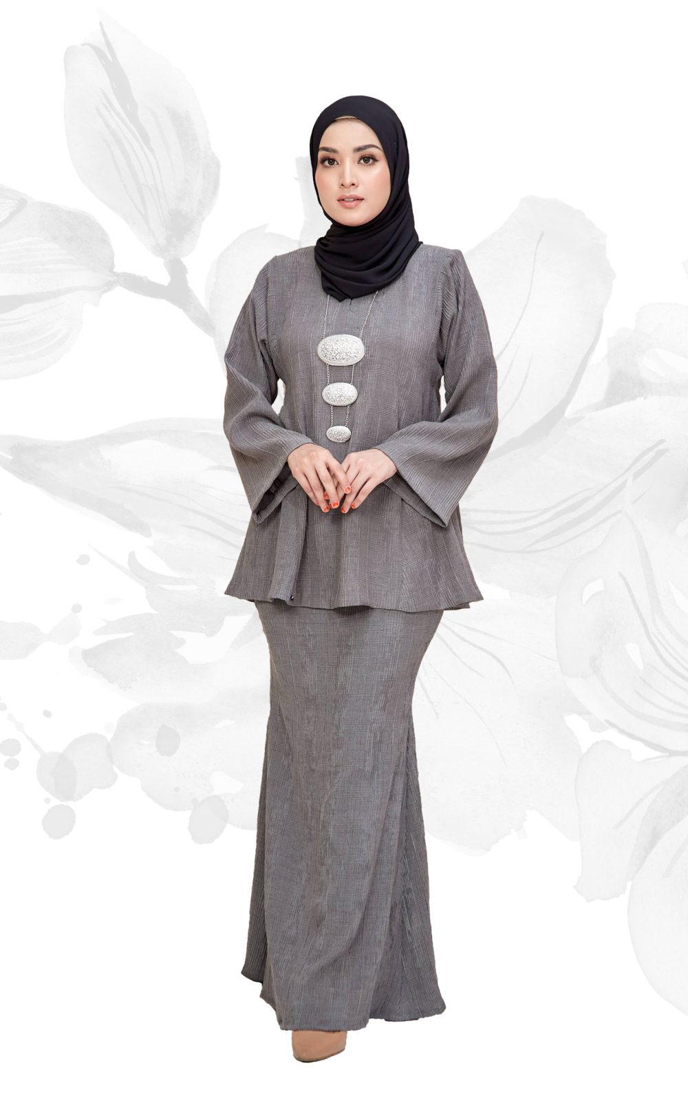 Natrah - Kurung Pesak Pendek - Black