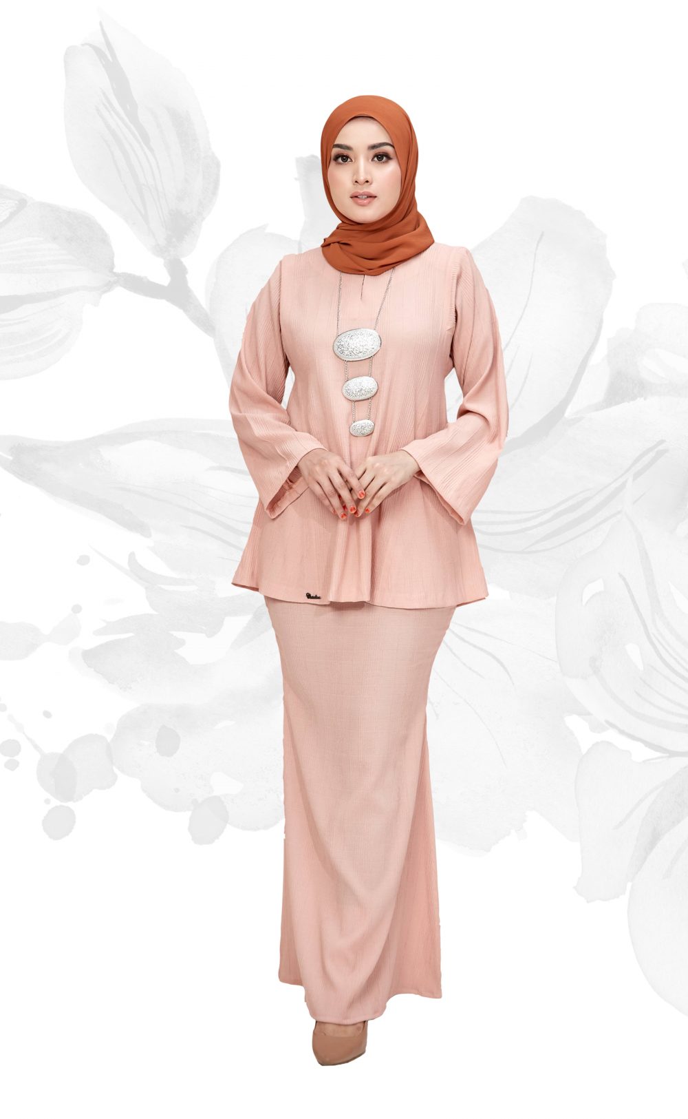 Natrah - Kurung Pesak Pendek - Peach