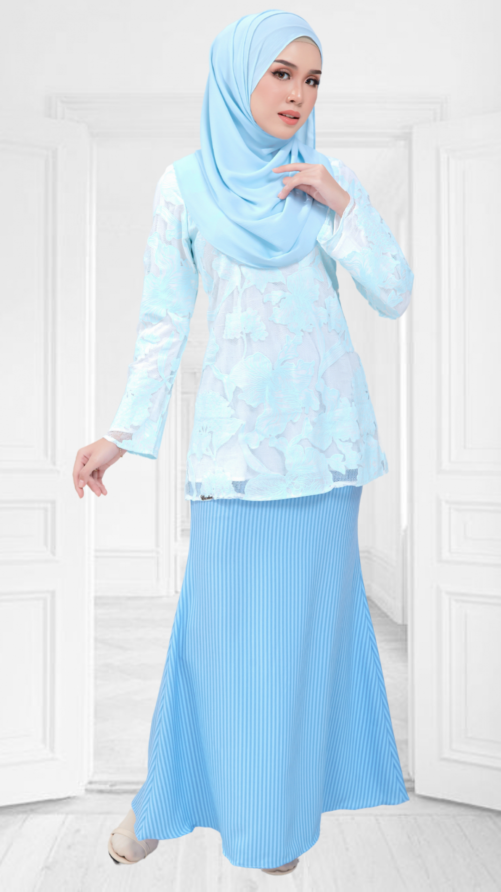 Leena - Mini Kurung - Soft Blue - Image 2