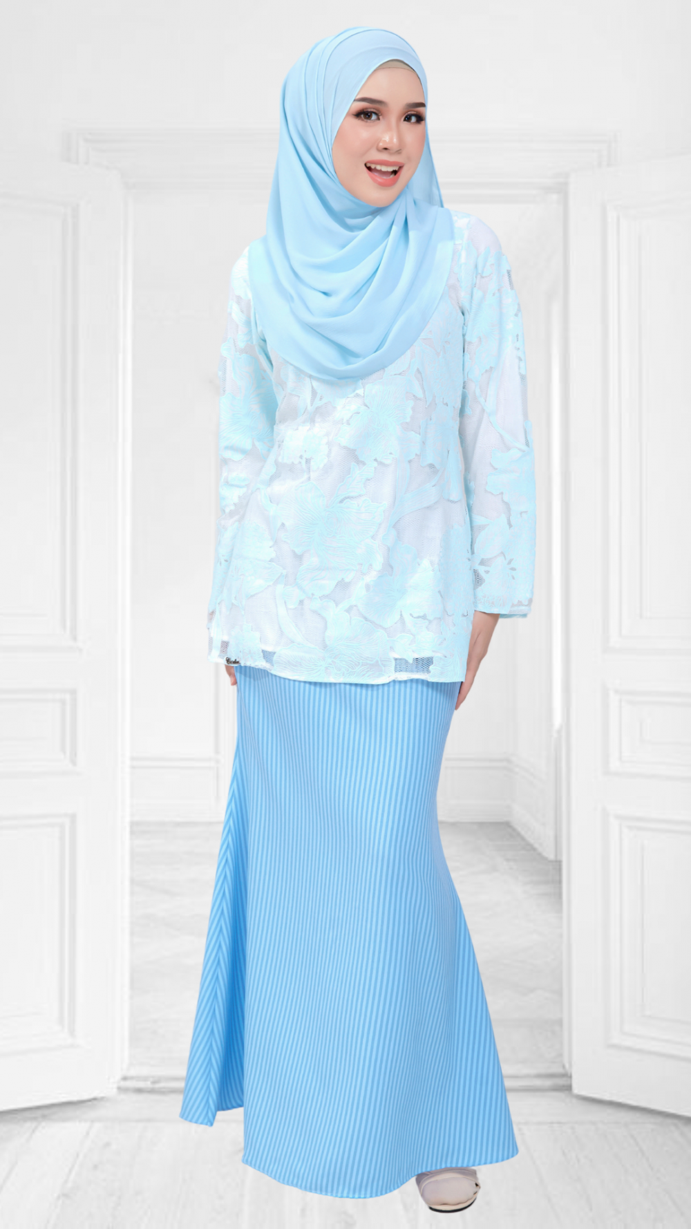 Leena - Mini Kurung - Soft Blue