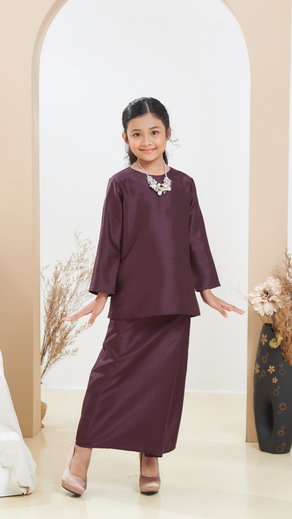 Arabella - Kurung Moden Kids - Dark Purple - Image 2