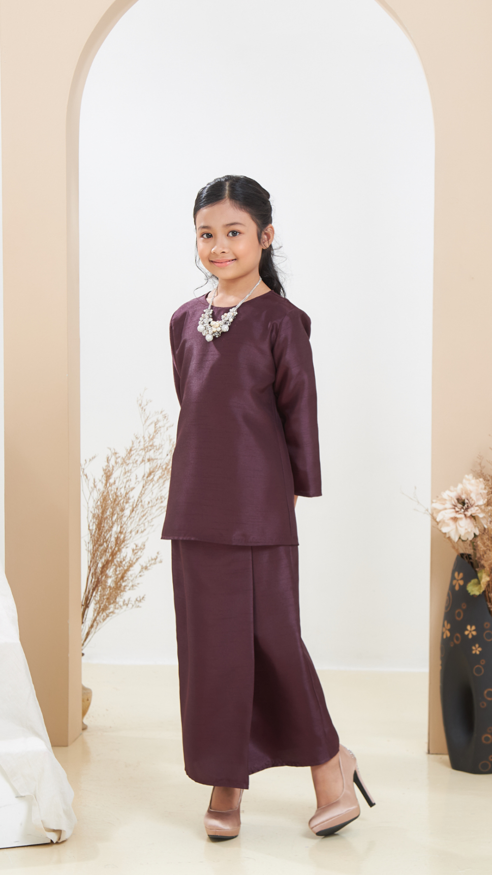 Arabella - Kurung Moden Kids - Dark Purple - Image 3