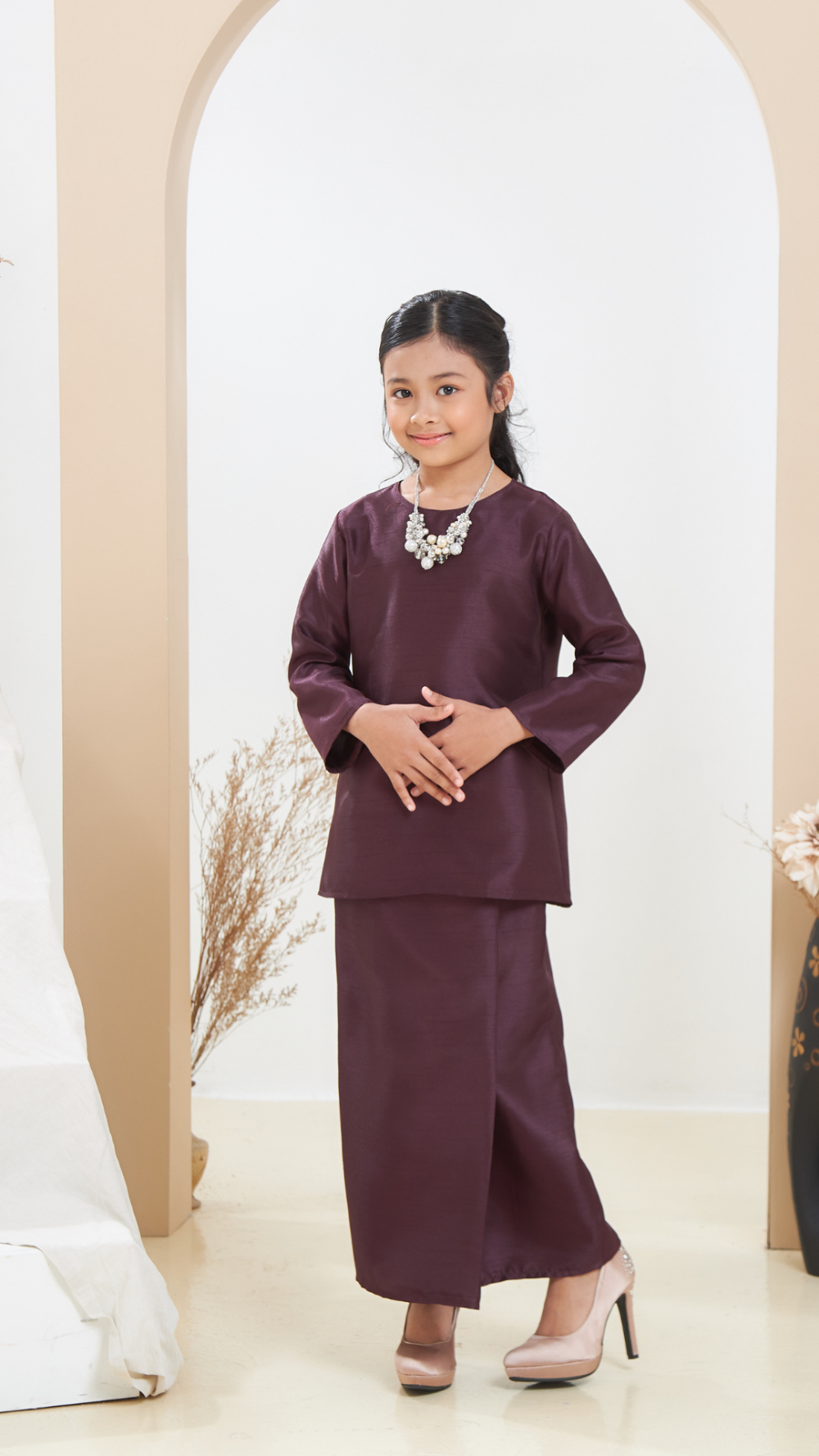 Arabella - Kurung Moden Kids - Dark Purple - Image 4