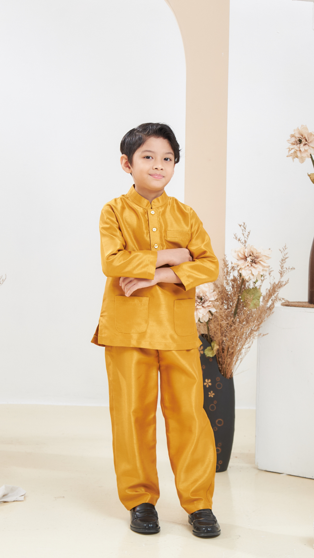 Arabella - Baju Melayu Kids - Gold - Image 4