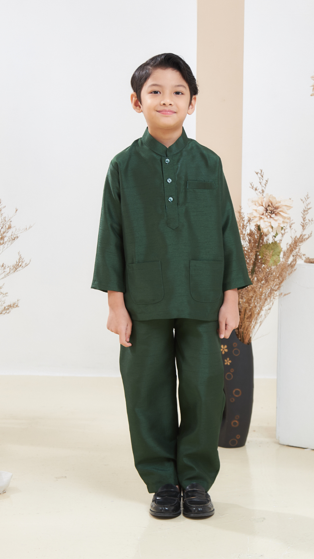 Arabella - Baju Melayu Kids - Emerald Green - Image 2
