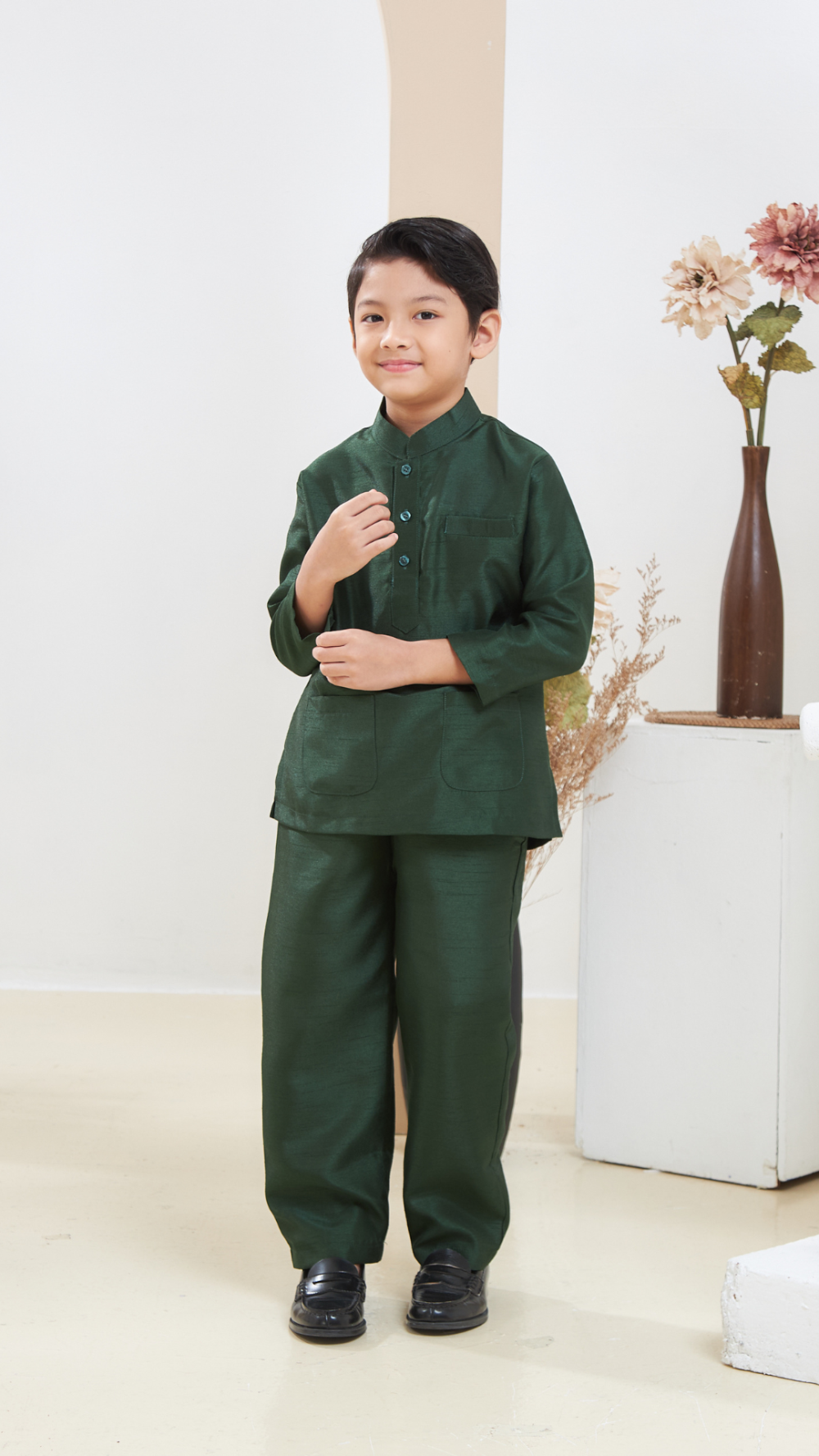 Arabella - Baju Melayu Kids - Emerald Green - Image 4