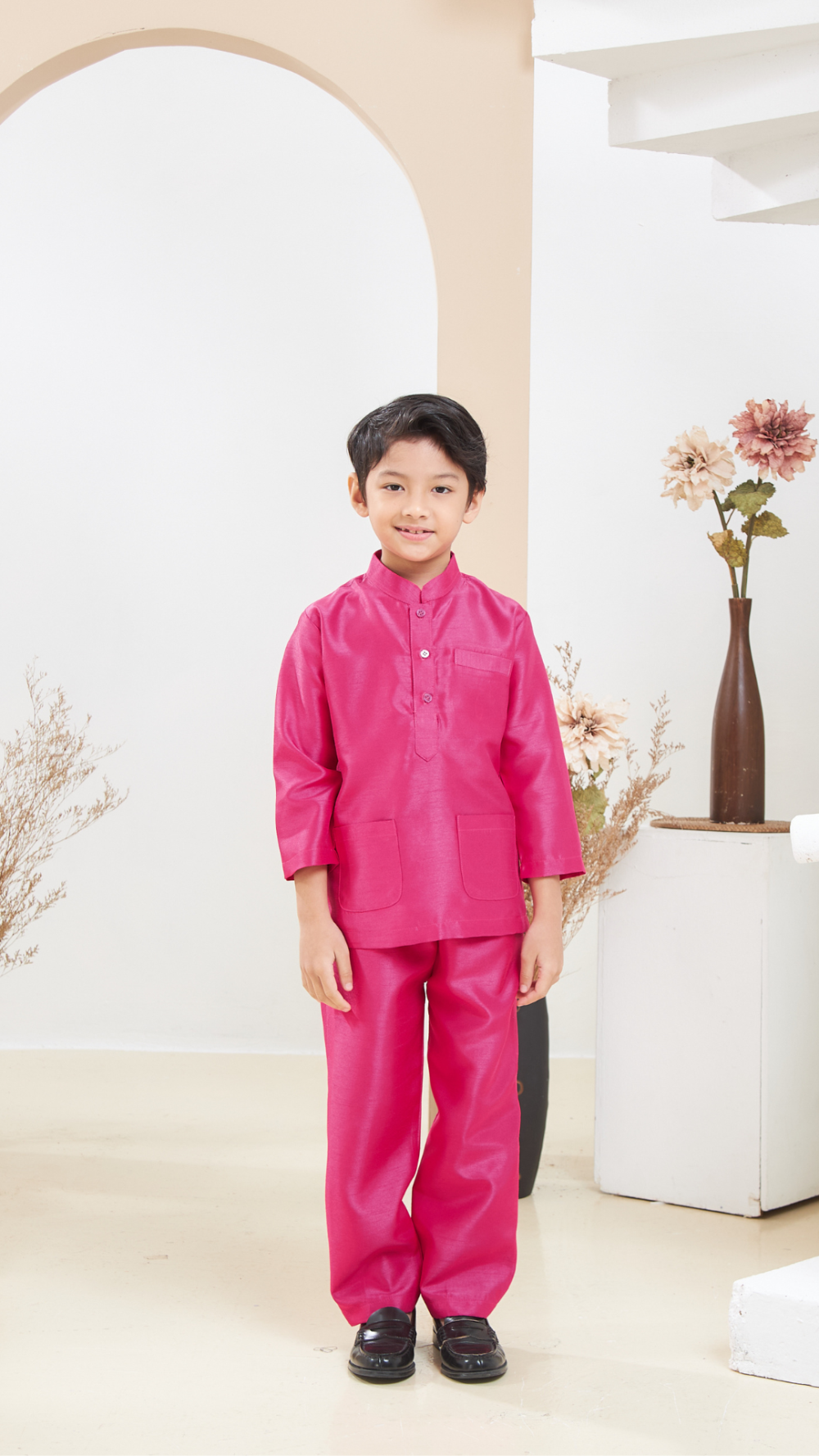 Arabella - Baju Melayu Kids - Fushia - Image 2