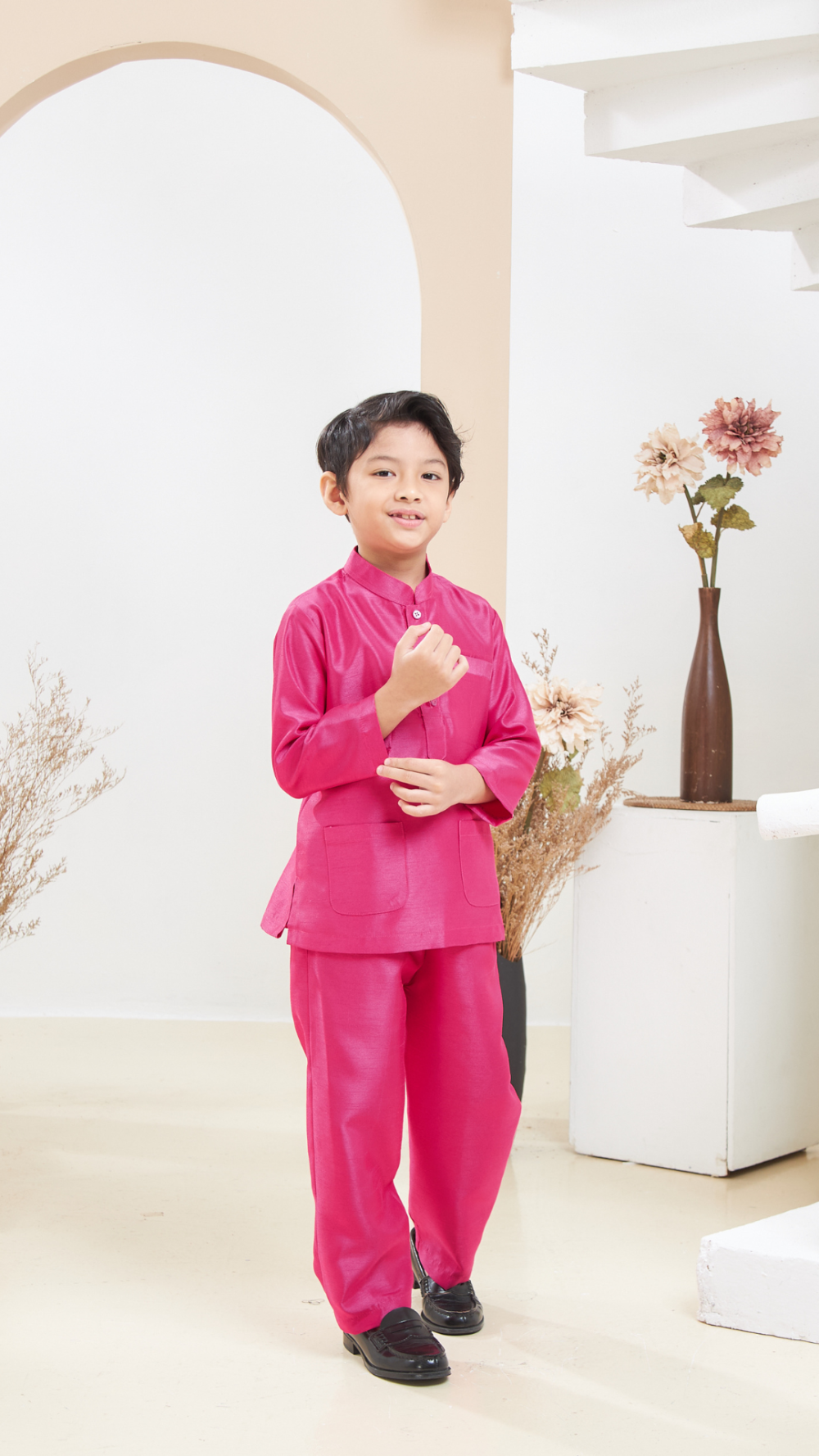 Arabella - Baju Melayu Kids - Fushia - Image 3
