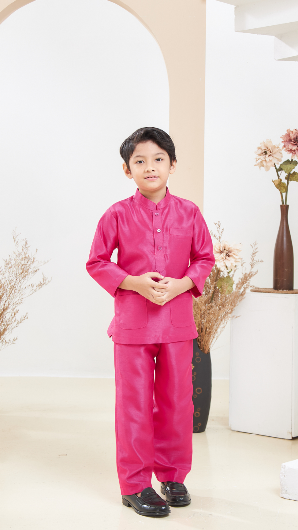 Arabella - Baju Melayu Kids - Fushia - Image 4