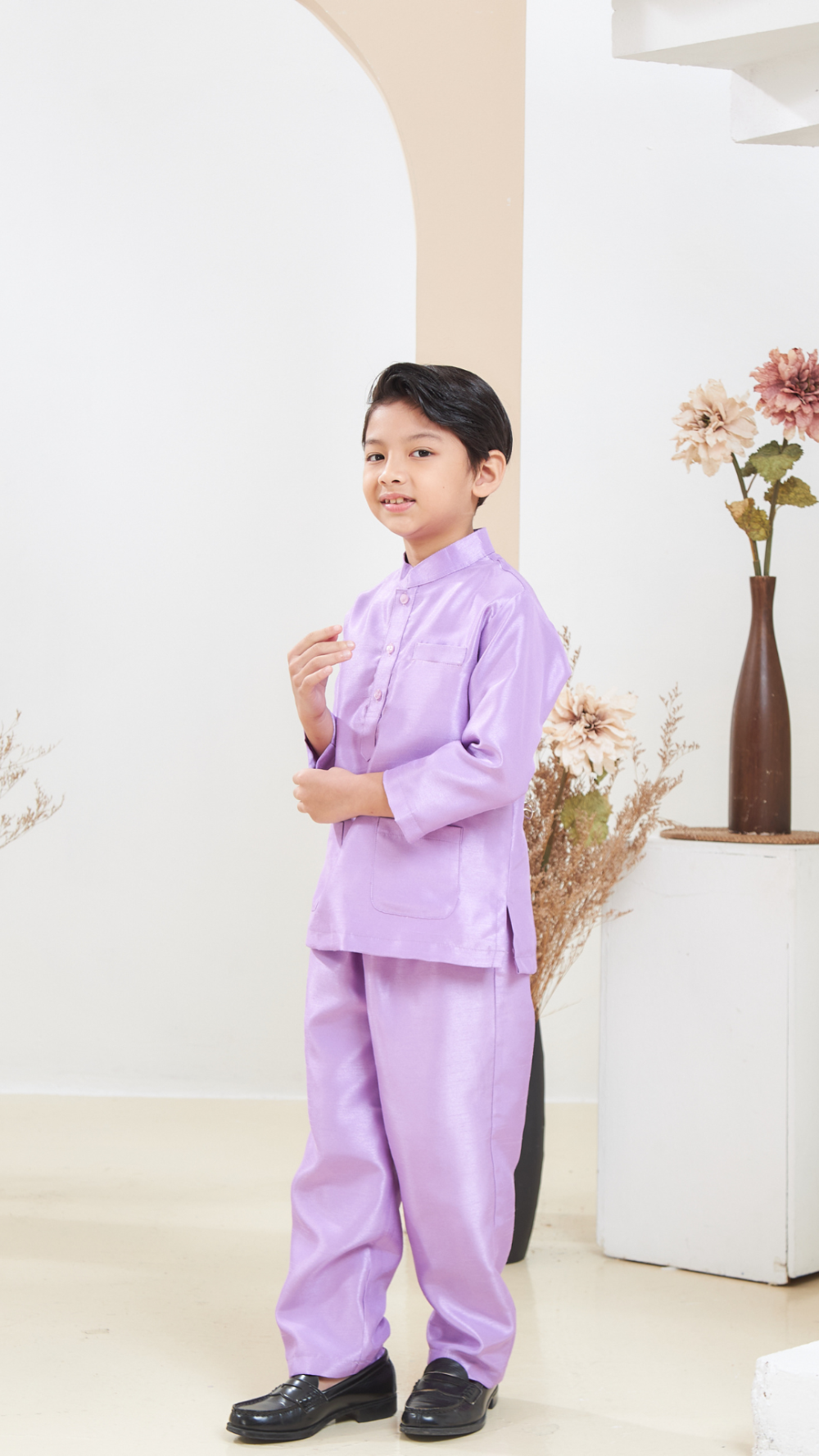 Arabella - Baju Melayu Kids - Lilac - Image 2