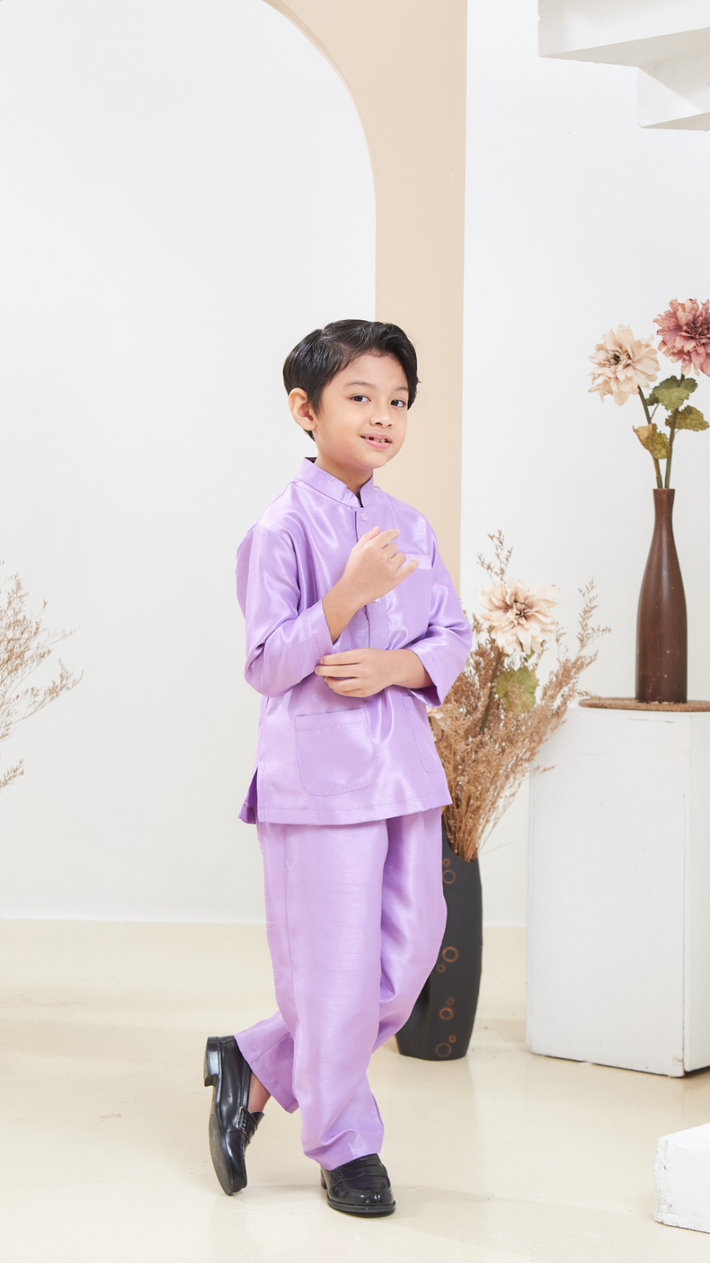 Arabella - Baju Melayu Kids - Lilac - Image 3