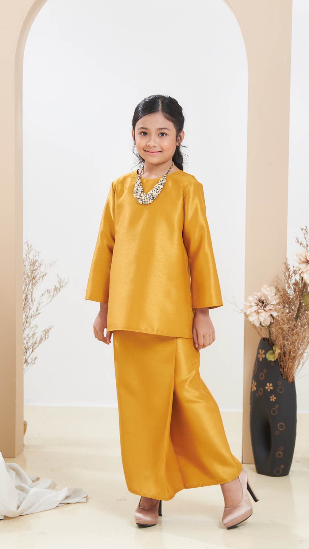 Arabella - Kurung Moden Kids - Gold - Image 2