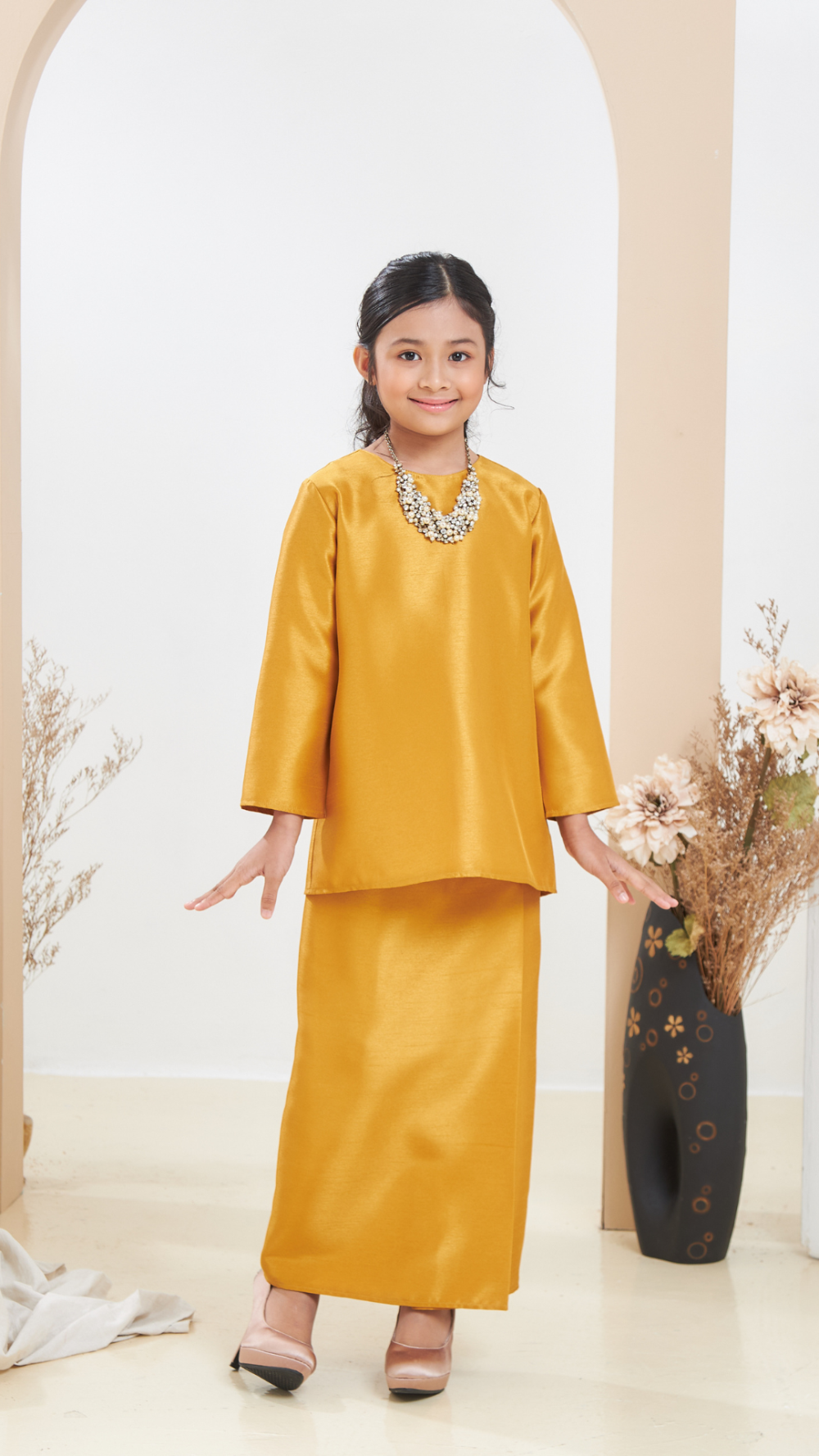 Arabella - Kurung Moden Kids - Gold - Image 3