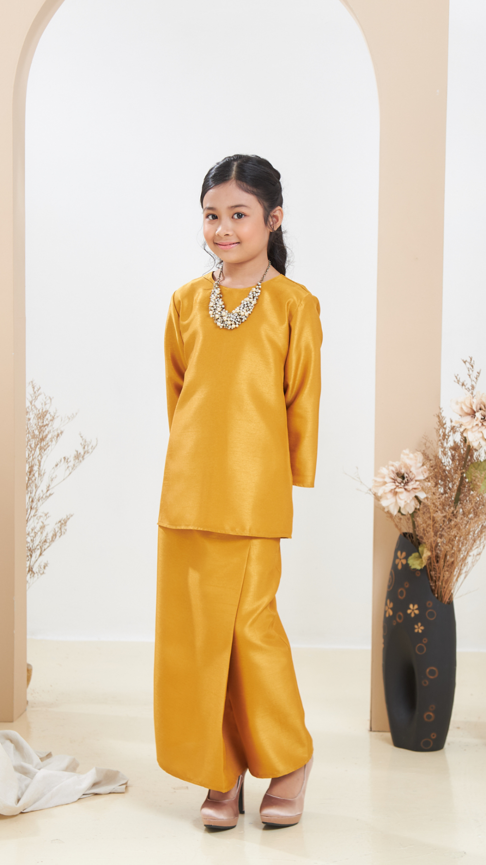 Arabella - Kurung Moden Kids - Gold - Image 4