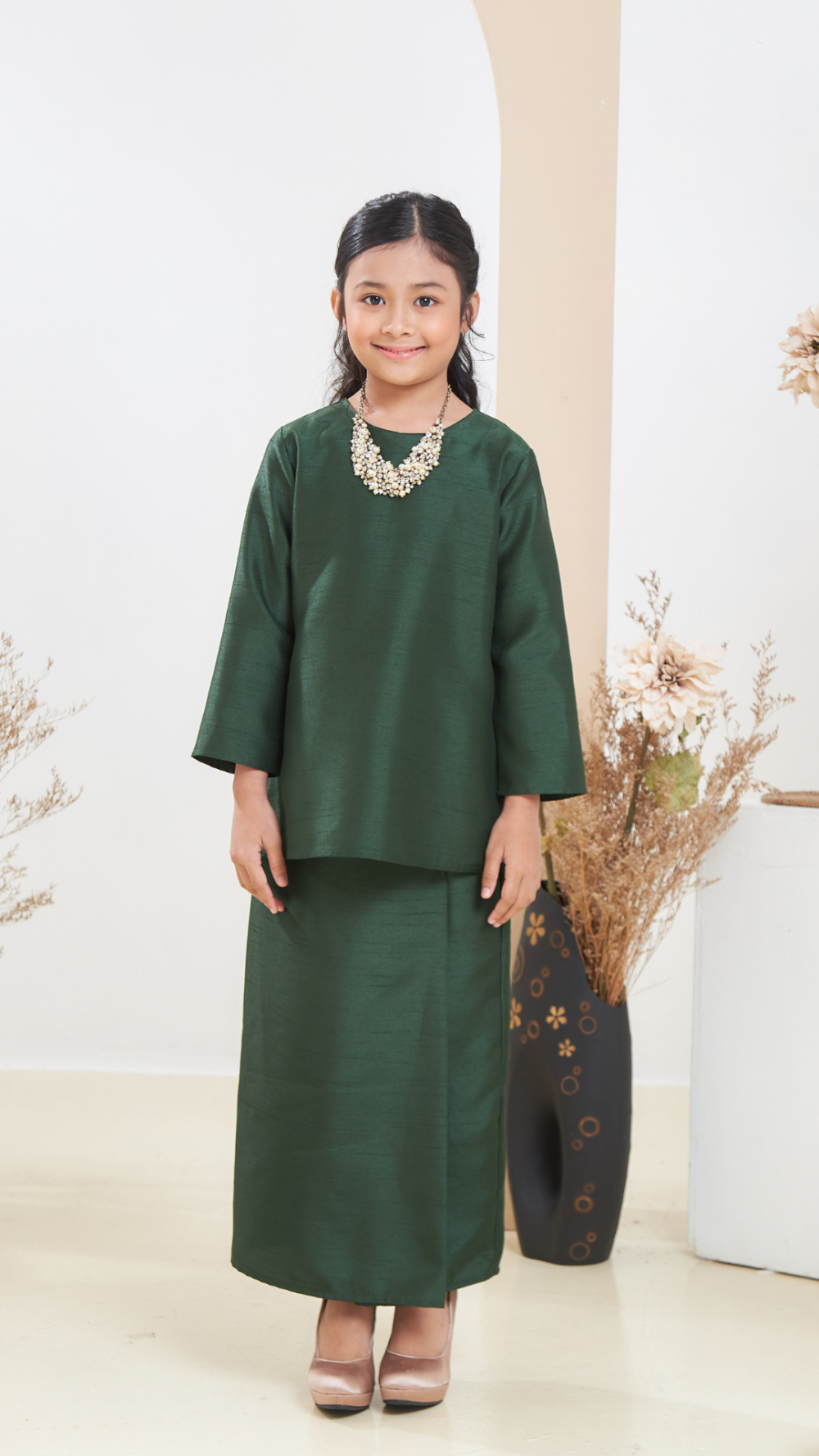 Arabella - Kurung Moden Kids - Emerald Green