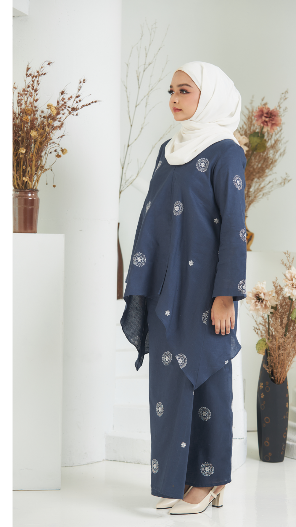 Brianna - Kurung Moden Kaftan - Dark Blue - Image 3