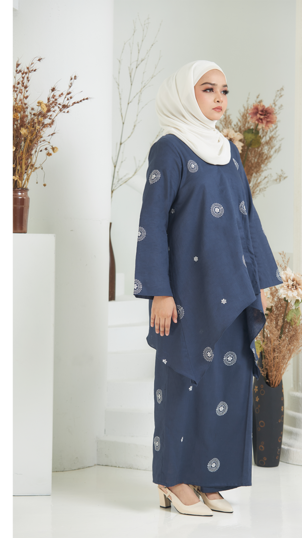 Brianna - Kurung Moden Kaftan - Dark Blue - Image 4