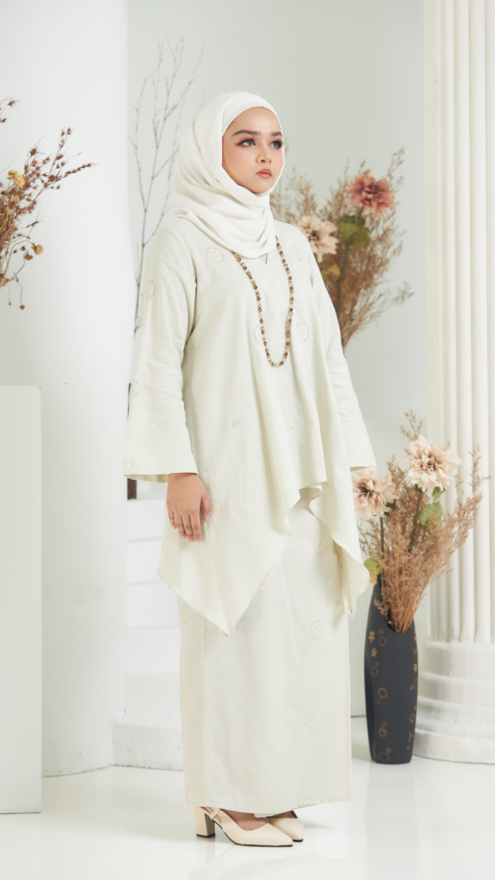 Brianna - Kurung Moden Kaftan - Ivory - Image 2