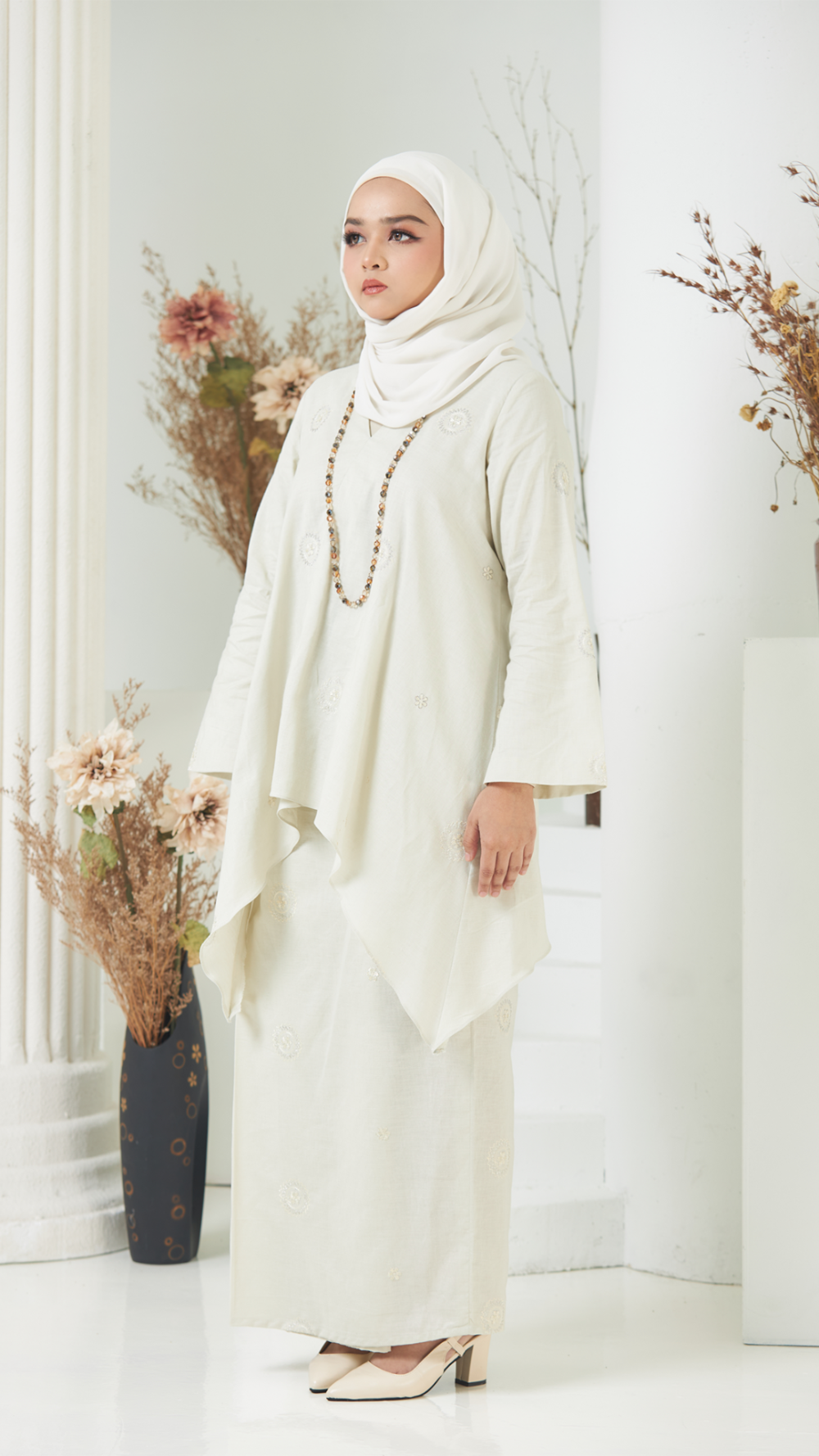 Brianna - Kurung Moden Kaftan - Ivory - Image 3