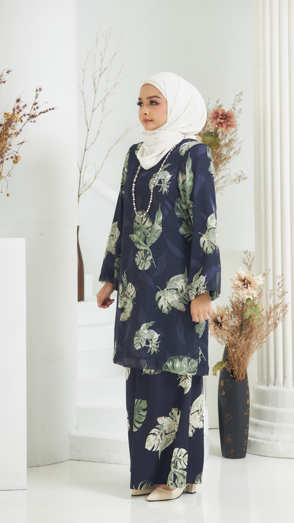 Audrey - Kurung Moden Labuh - Navy Blue - Image 2