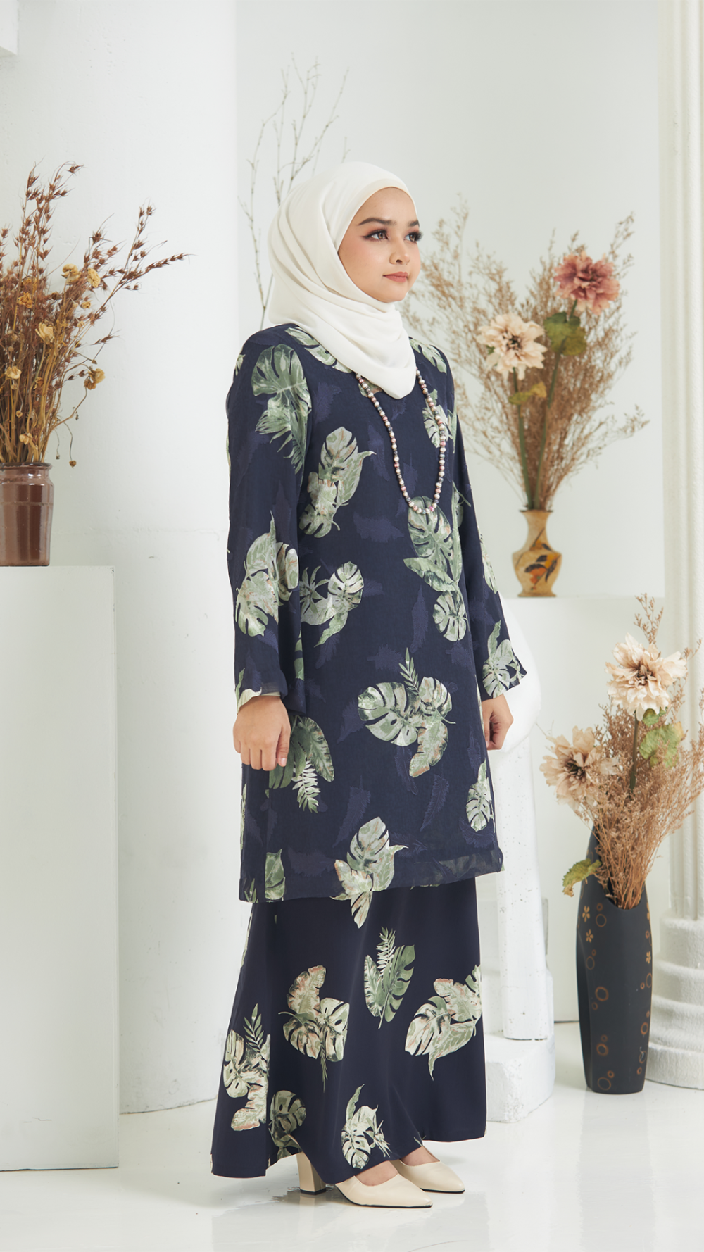 Audrey - Kurung Moden Labuh - Navy Blue - Image 3