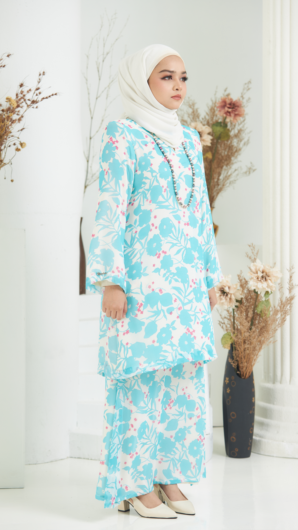 Betty - Kurung Moden Labuh - Blue - Image 2