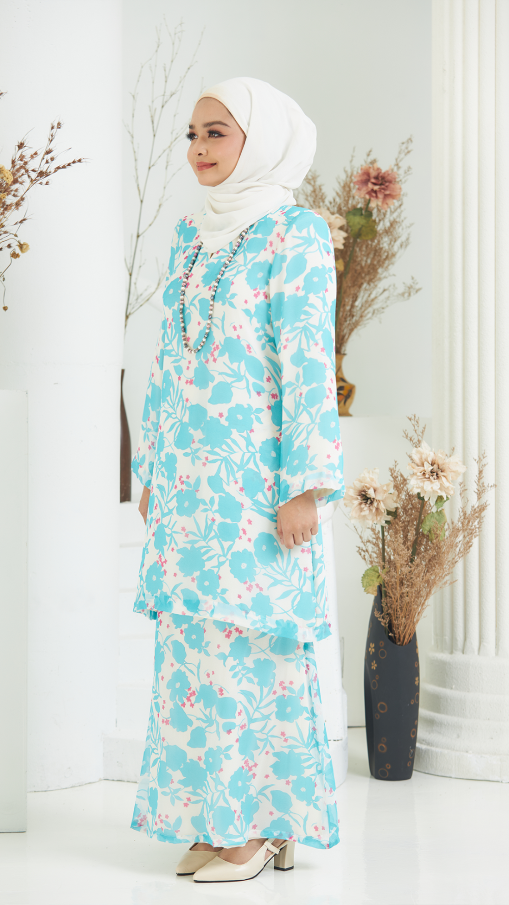 Betty - Kurung Moden Labuh - Blue - Image 3
