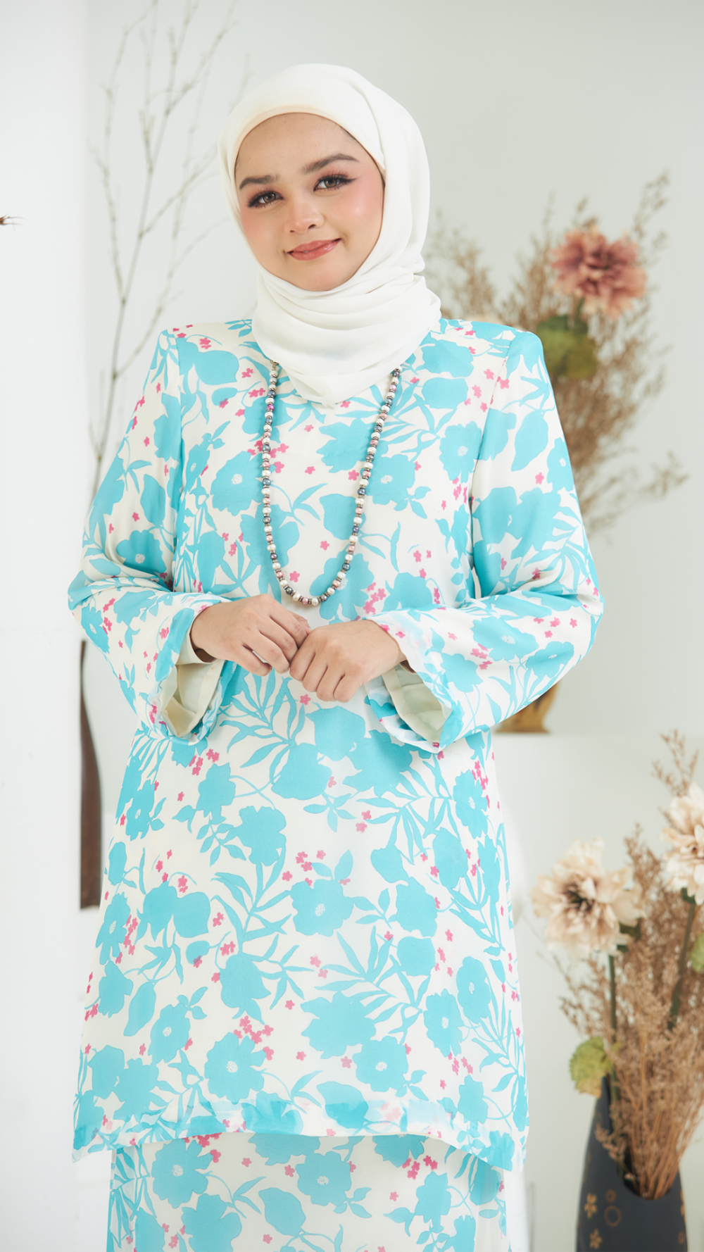 Betty - Kurung Moden Labuh - Blue - Image 4