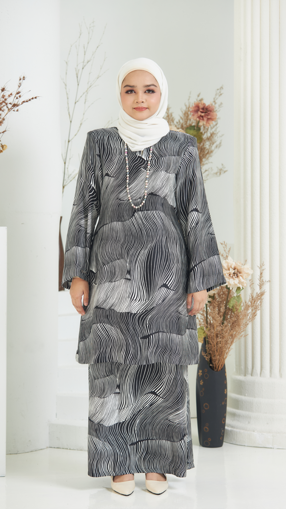 Molly - Kurung Moden Labuh - Black White