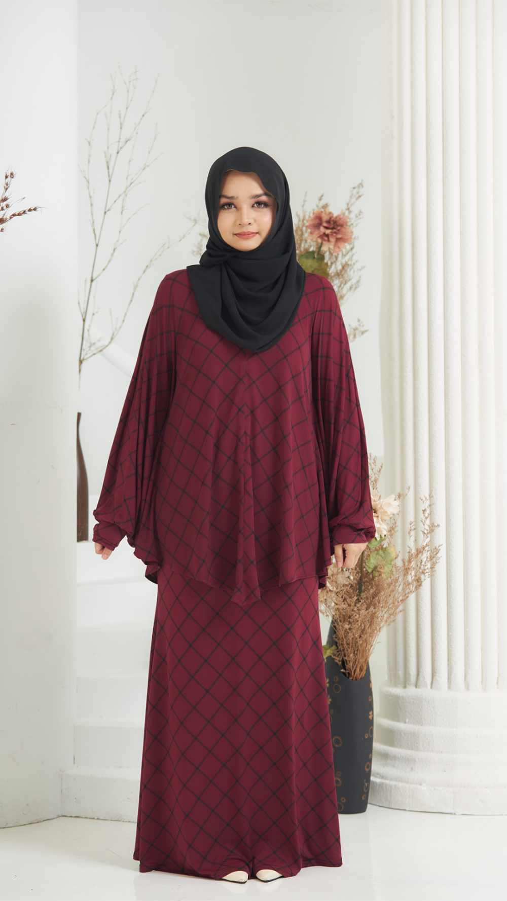 Esme - Kurung Moden Kaftan - Maroon
