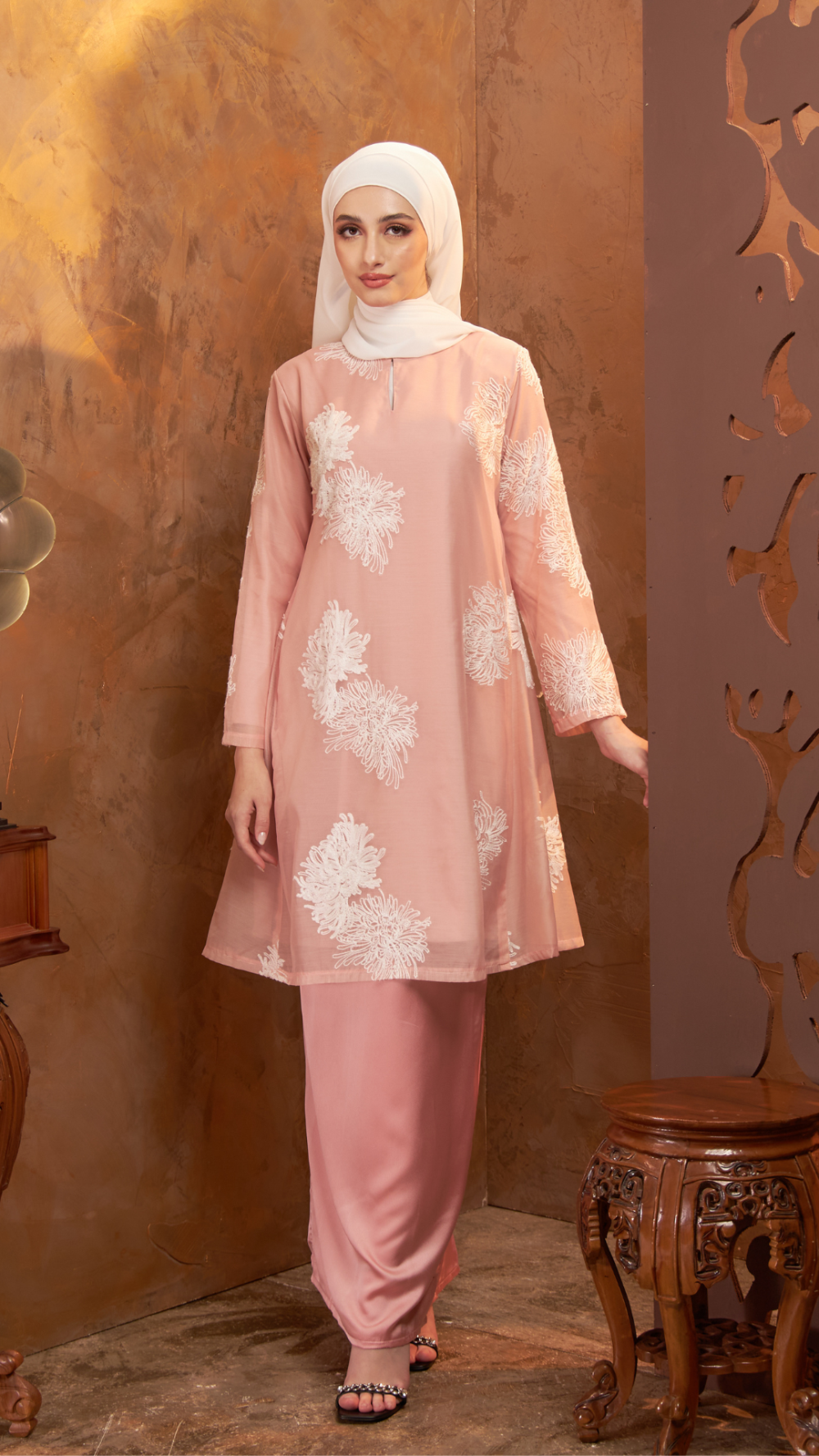 Gurindam - Kurung Pesak Moden - Dusty Pink - Image 3