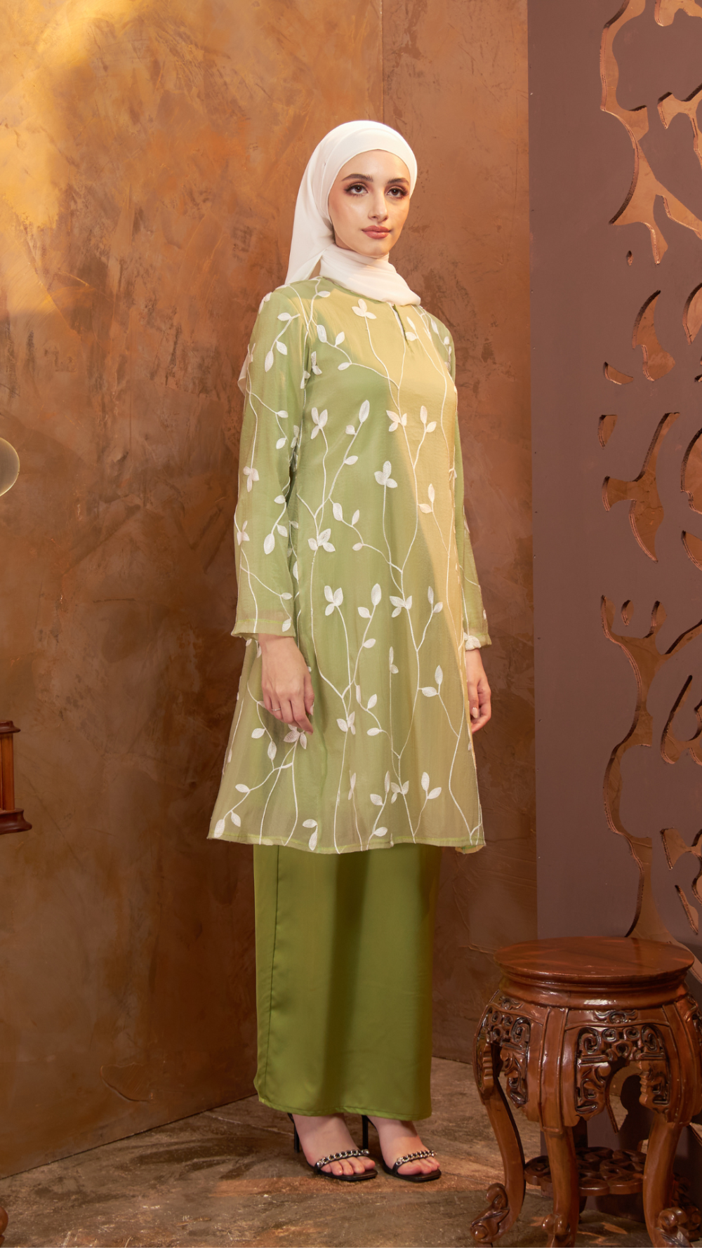 Gurindam - Kurung Pesak Moden - Lime Green - Image 3