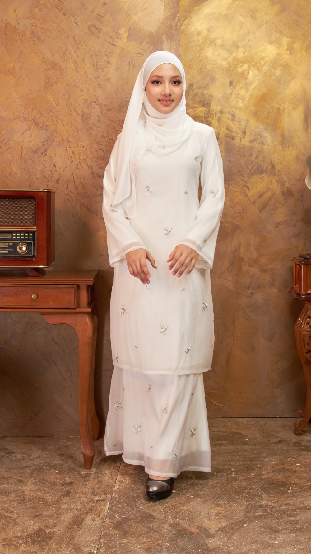Gema - Kurung Moden Organza - White - Image 3