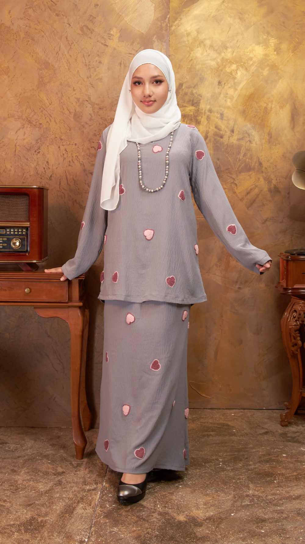 Adela - Kurung Kedah - Grey