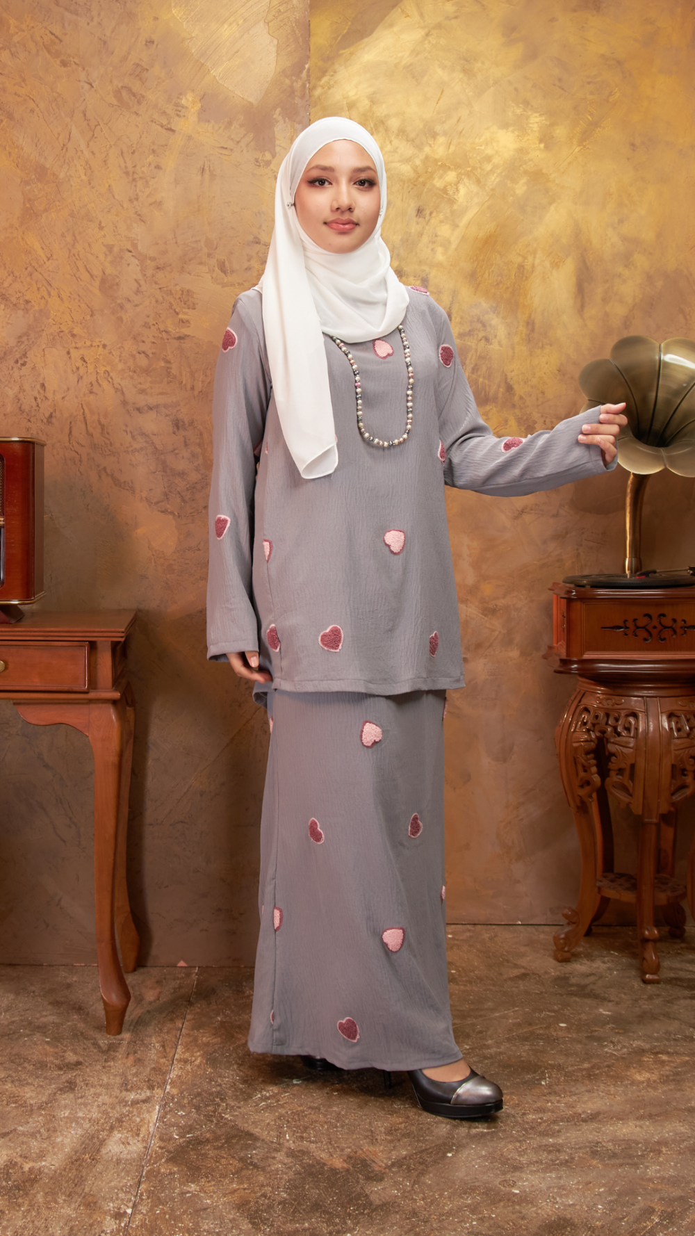 Adela - Kurung Kedah - Grey - Image 3