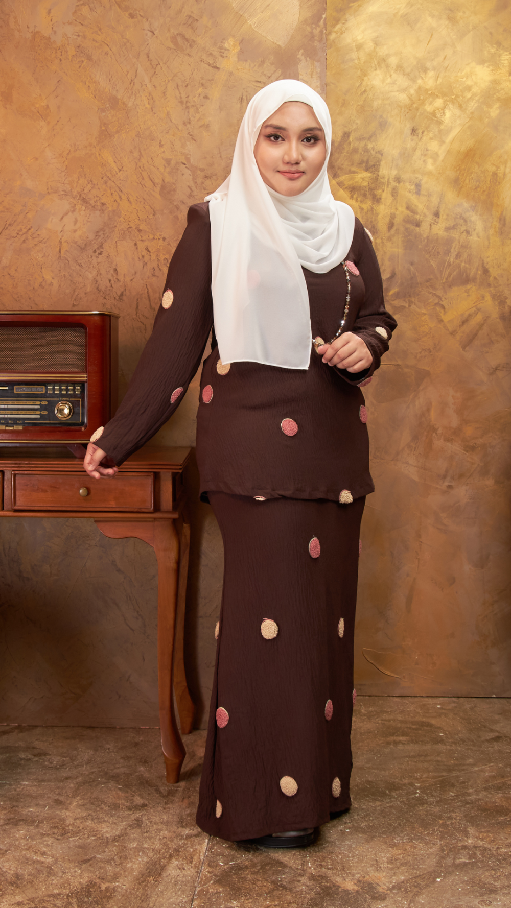 Adela - Kurung Kedah - Dark Brown - Image 4