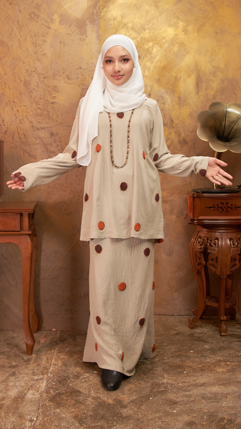 Adela - Kurung Kedah - Sand - Image 3