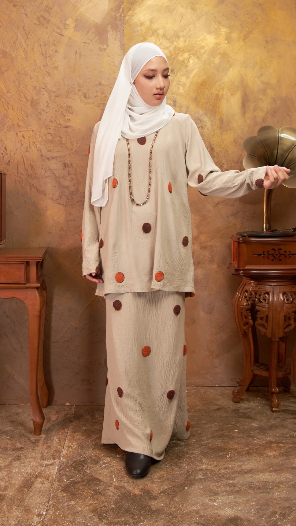 Adela - Kurung Kedah - Sand - Image 4