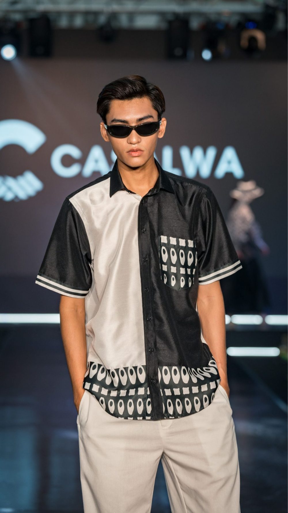 Raut - Casual Wear - Kemeja & Pants Lelaki - Black & White - Image 4