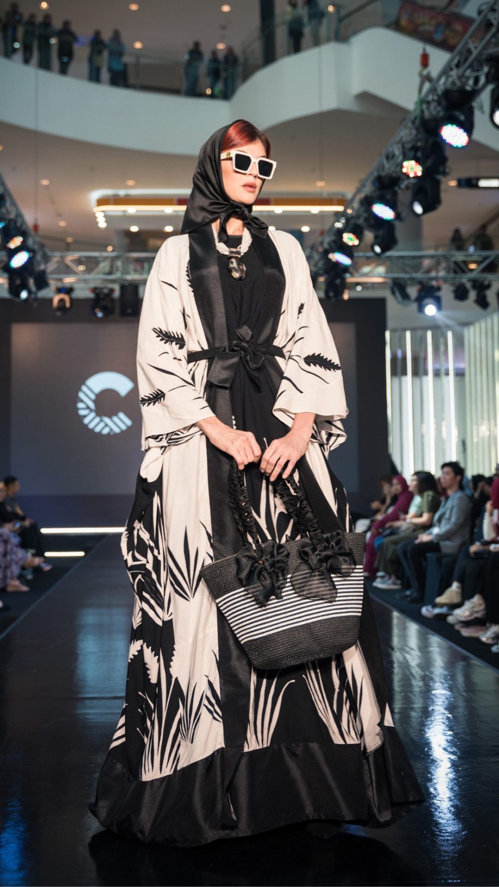 Purnama - Casual Set -  Dress & Cardigan - Black & White - Image 3