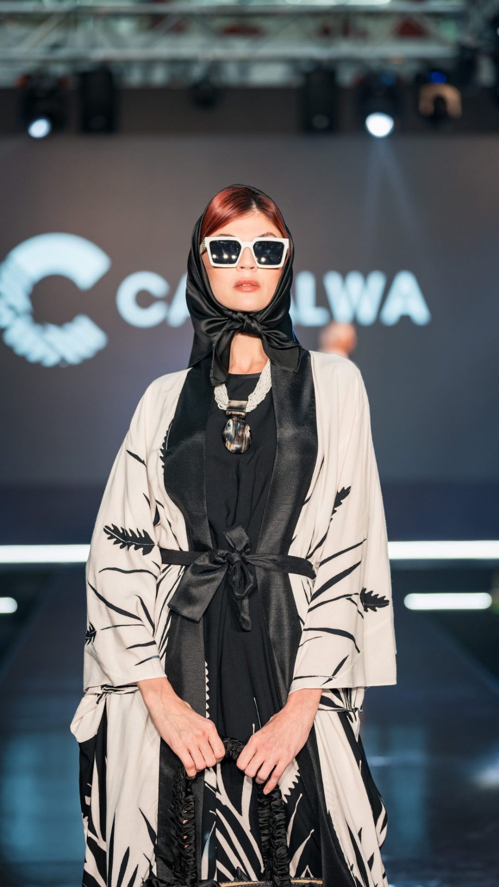 Purnama - Casual Set -  Dress & Cardigan - Black & White - Image 4