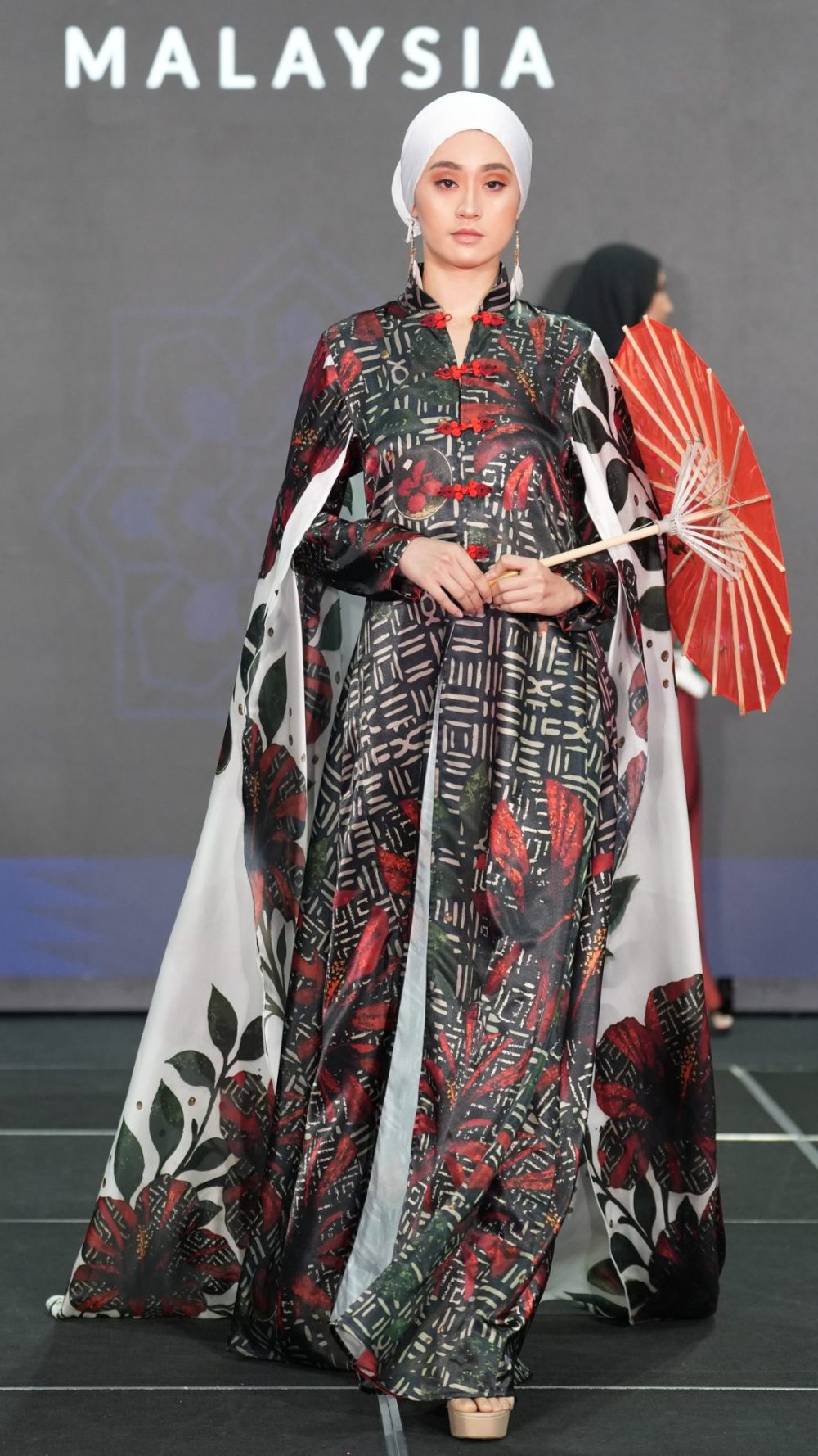 Pesona Jade - Cheongsam Dress - Red Black