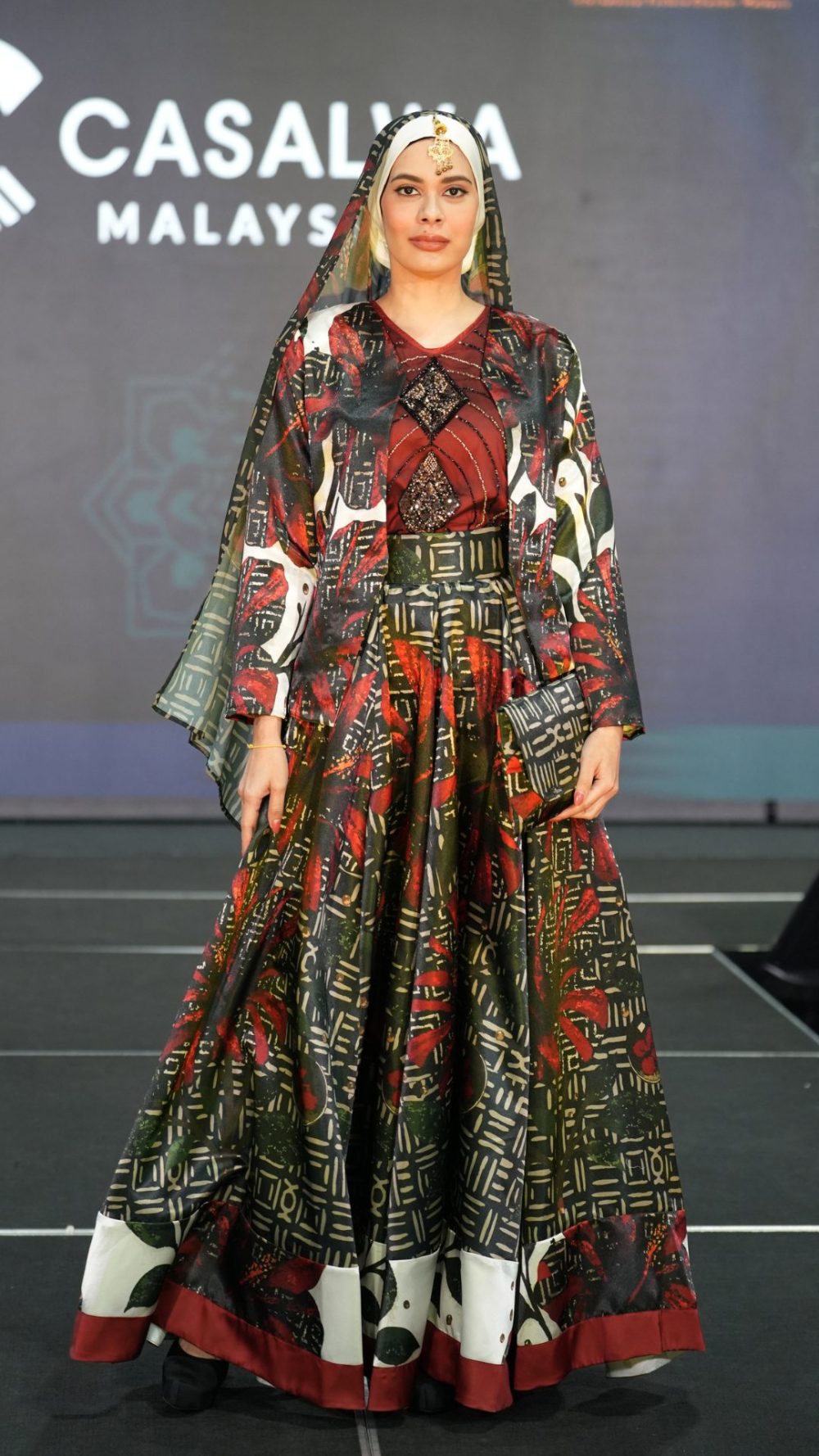Lagenda Nilam - Top, Cardigan & Skirt - Red Black