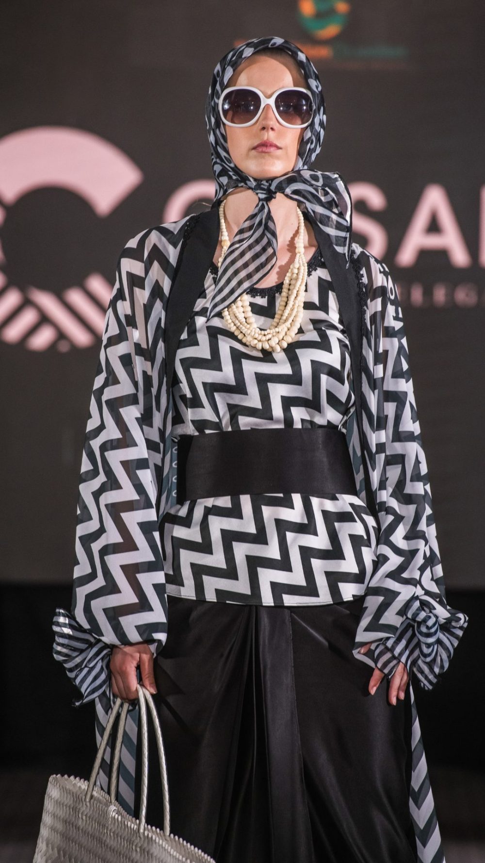 Sago - Casual Wear - Tank Top, Overcoat & Palazzo - Black White